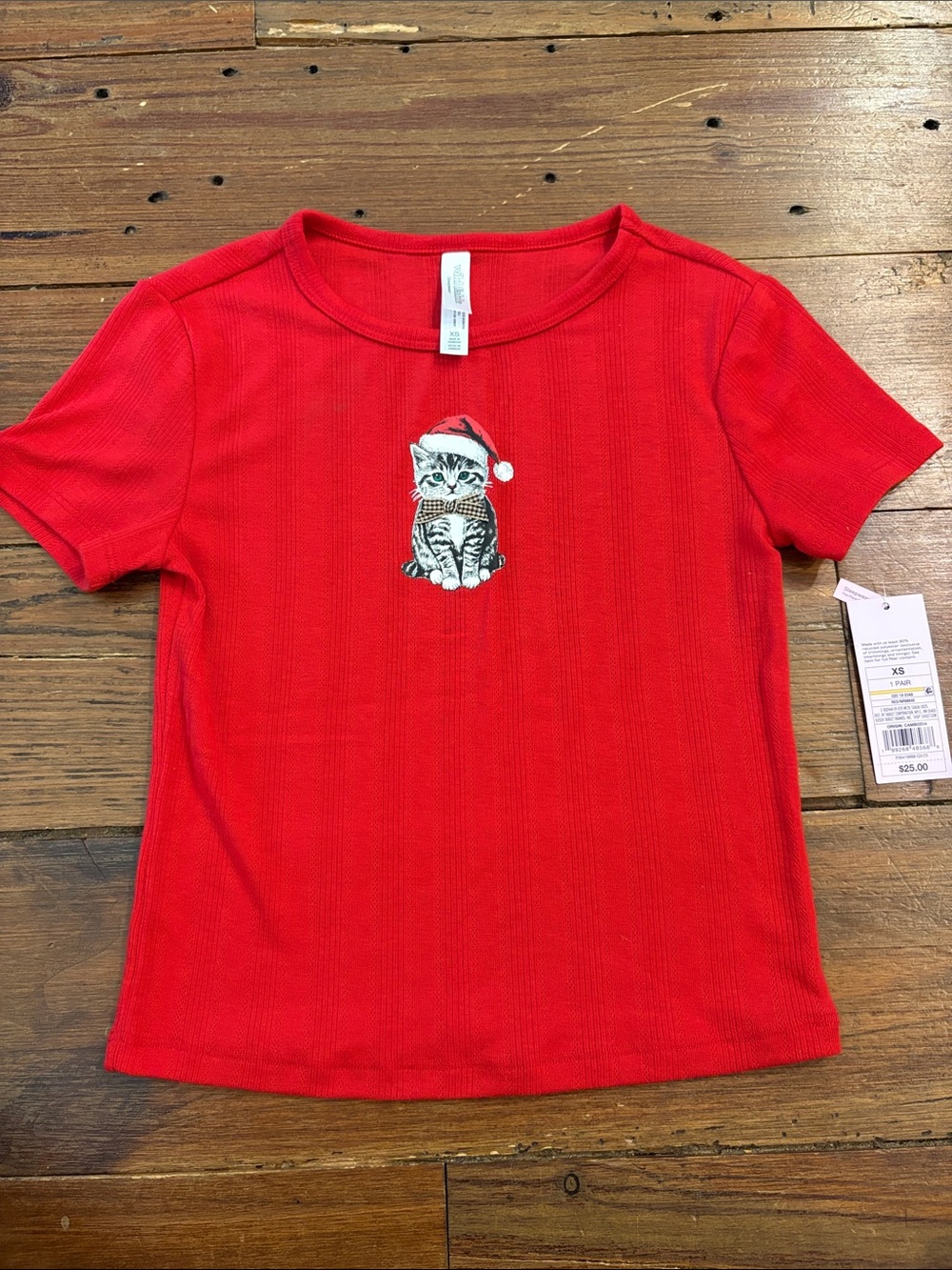 wild fable Red Ribbed Kitty Holiday Graphic Tee